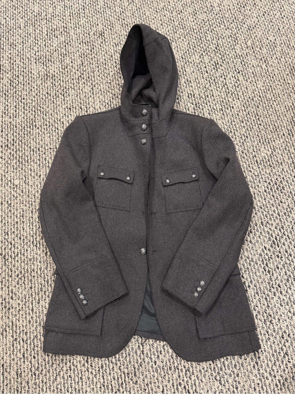 Men’s Burberry Prorsum Mens Charcoal Wool Hoodie Jacket EU 48 Medium